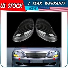 Pair Headlights Lens Cover Clear For 98-06 Benz W220 S600 S500 S350 Left+Right picture