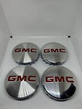 Set of 4 GMC Red Aluminum 83mm Wheel Center Caps for Sierra & Yukon picture