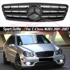 Glossy Black Sport Style Grille For Benz C-Class W203 2001-2007 C200 C240 C320 picture