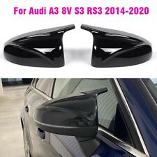 2X Gloss Black Side Mirror Cover Cap For Audi A3 S3 RS3 2014-2020 w/ Lane Assist picture