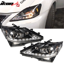 Fits 06-14 Lexus IS250 IS350 IS-F Facelift Style Headlights Black Housing Lamps picture