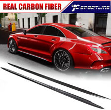 Fits Benz W218 CLS400 500 CLS63AMG 14-18 Carbon Side Skirt Extension Spoiler Lip picture