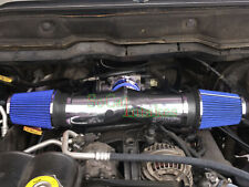 Chrome Blue Dual Head Air Intake Set For 2002-2007 Dodge Ram 1500 4.7L V8 picture