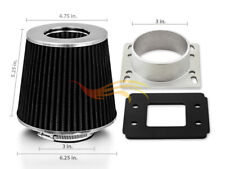 BLACK Cone Dry Filter + AIR INTAKE MAF Adapter Kit For 91-96 Escort 1.8L 1.9L L4 picture
