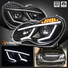 Fits Black 2001-2007 Mercedes Benz W203 C230 C240 LED Strip Projector Headlights picture