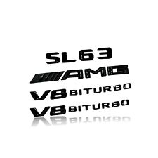SL63 AMG V8 BITURBO Rear Emblem Gloss Black Letter Badge Set for Mercedes R231 picture