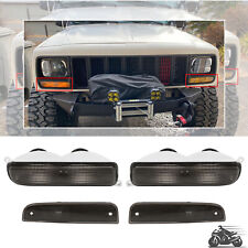 For 1997-2001 Jeep Cherokee XJ Smoke Front Corner Lamp + Bumper Signal Lights picture