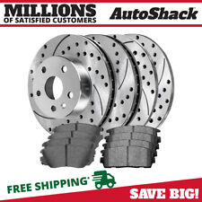 Front & Rear Drilled Slotted Brake Rotors Silver & Pads for Chevy Equinox 2.4L picture