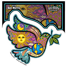Sticker - Dove Dan Morris Peace Love Hippie Sun Earth Moon Mosaic Decal #40055 picture