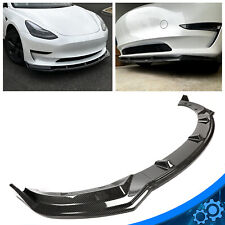 3Pcs Front Bumper Body Kit Lip For 2017-2023 Tesla Model 3 Carbon Style splitter picture