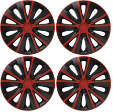 RENAULT CAPTUR CLIO WHEEL TRIMS HUB CAPS PLASTIC COVERS SET BLACK RED 15