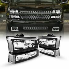 For 2003-2006 Chevy Silverado Avalance 1500 2500 3500 Black Housing Headlights picture