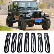 Honeycomb Style Front Grill Mesh Inserts For Jeep Wrangler TJ 1997-2006 7Pcs picture