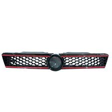 For 2011-2014 VW Jetta Hex Mesh Front Grille - Carbon Fiber Print W/ Red Trim picture