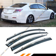 FOR 09-14 ACURA TL CLIP ON SMOKE TINTED LUXURY SIDE WINDOW VISOR W/ CHROME TRIM picture