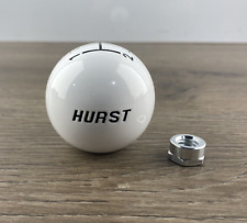 White Hurst Manual Shift Knob 5 Speed Pattern W/ Stop Nut 3/8-16 Shifter New S2 picture