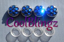 CAPRI BLUE Crystal Screw Caps for License Plate Frame made w/ Swarovski Elements picture