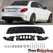 Rear Diffuser + Exhaust Tips For Mercedes Benz W205 C300 C350 AMG-Line 2014-19 picture