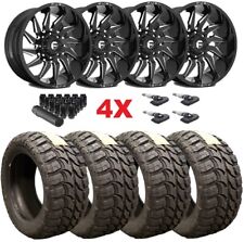 22X12 FUEL SABER WHEELS RIMS GLOSS BLACK MILLED 33 12.50 22 MT MUD TIRES PACKAGE picture