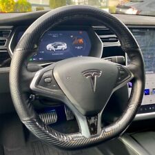 Carbon Fiber&PU Leather Steering Wheel Stitch on Wrap Cover For Tesla Model X S picture