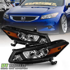 For 2008-2012 Honda Accord  2-Door Coupe Black Headlights Headlamps Left+Right picture