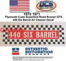 1970 71 Plymouth Superbird Road Runner GTX 440 Six Barrel Air Cleaner Decal USA picture