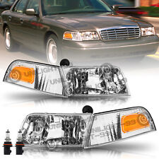 For 1998-2011 Ford Crown Victoria Chrome Headlights+Corner Signal Lamp W/bulb picture