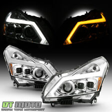 Chrome Headlights w/LED Sequential Signal Switchback DRL For 2010-2013 G37 Sedan picture