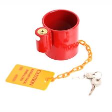 Kingpin Lock Wheel Trailer Lock King Pin Red Lock with Bright Yellow Caution Tag picture