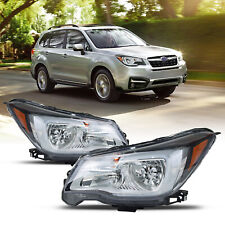 For 2017-2018 Subaru Forester Headlights Headlamps Chrome Housing Amber Corner picture