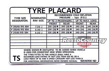 Holden Commodore Tyre Placard Decal VP 15