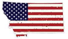 Montana State (J27) USA Flag Distressed Vinyl Decal Sticker Car/Truck Laptop picture