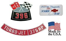 396 Chevelle Air Cleaner Decals with Valve Cover Decal 396/375 68-70 USA Made picture