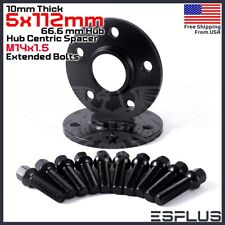 [2] 10mm Thick Mercedes 5x112mm CB66.6 Wheel Spacer Kit 14x1.5 55mm bolt Include picture