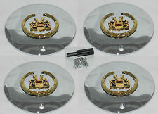 4 CAP DEAL VOGUE GOLD CHROME CADILLAC WHEEL RIM CENTER CAP SET W/ LOCKS 991-0625 picture