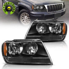 For 1999-2004 Jeep Grand Cherokee Black Amber Reflector Replacement Headlights picture