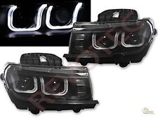 14-15 Chevy Camaro LS LT SS Black LED U Bar i8 Style Projector Headlights RH+LH picture