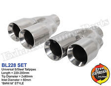 Exhaust tip s/steel dual tailpipe trim set round 2x 80mm 3.15” BMW M Style picture