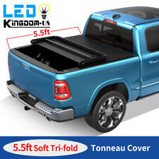5.5ft Tonneau Cover Tri-FOLD For 2015-2023 Ford F-150 Pickup Truck Bed W/ Led picture