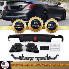 Rear Diffuser W/Exhaust Tip For Mercedes W205 C63 C43 AMG 15-2021 Gloss Black US picture