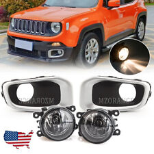 For 2015-2018 Jeep Renegade Front Clear Bumper Fog Lights Lamps w/ Cover Bezel picture