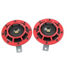 RED SUPER LOUD BLAST TONE GRILL MOUNT 12V ELECTRIC COMPACT CAR HORN 335HZ/400HZ picture