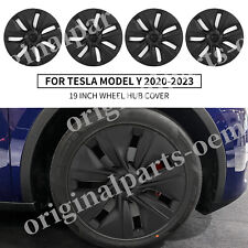 Matte Black 4PCS 19inch Hubcaps for Tesla Model Y 2020-23 Gemini Wheel Rim Cover picture