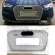 RS6 Style Chrome Ring Silver Honeycomb Front bumper Grille For Audi A6 S6 16-18 picture