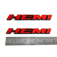 2x OEM Hemi Emblems Badges Side  oblique for Challenger Chrysler L Black Red picture