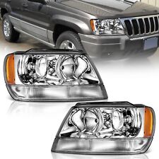 WEELMOTO Headlights Assembly For 1999-2004 Jeep Grand Cherokee Pair Headlamp L+R picture