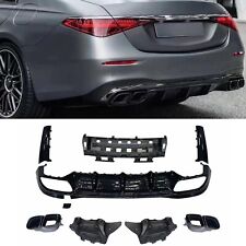 Rear Diffuser + Exhaust Tips Kit For Mercedes Benz S Class W223 S63 AMG S580 BLK picture