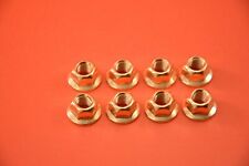 (8) COPPER EXHAUST FLANGE NUTS HIGH HEAT M8X1.25 CRIMPED CRUSHED SHOULDERED picture