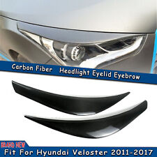 Black Carbon Fiber Headlight Eyelid Trim Cover For Hyundai Veloster 2011-2017 picture