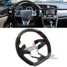 Fits 16-21 Civic Gen 10th Carbon Fiber Alcantara Steering Wheel W/ Red Stitch picture